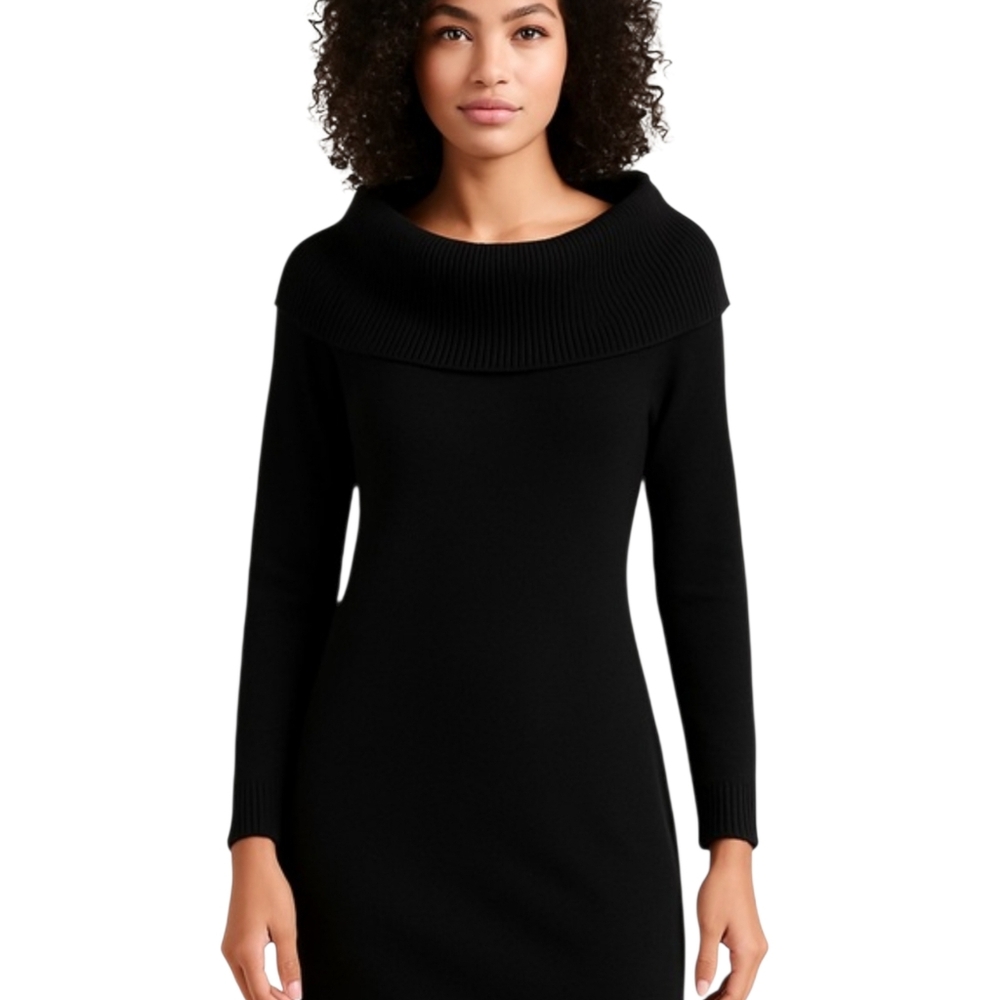 NWT Banana Republic‎ Black Off the Shoulder Sweater Dress Size XL